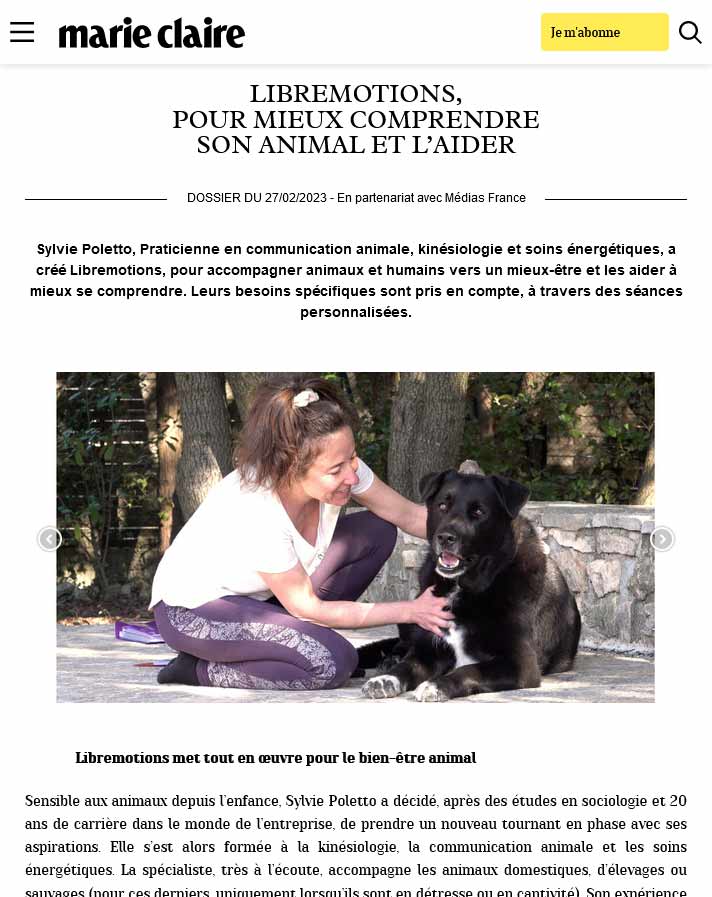 article-marie-claire Libremotions est dans les coups de cœur du magazine Marie-Claire