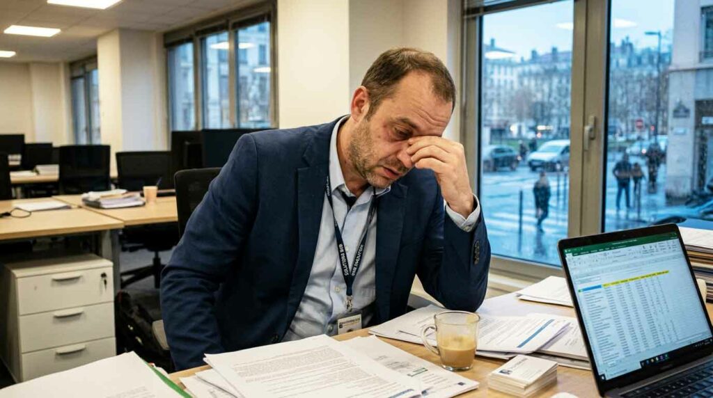 un homme qui stresse et ne peut plus supporter son travail