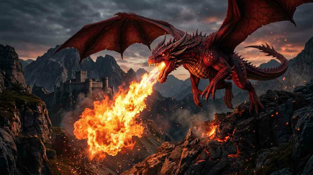 un dragon qui crache sa colère